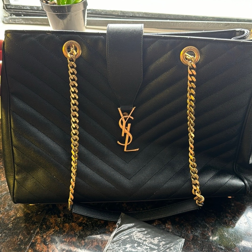 Yves Saint Laurent Black Quilted Leather Tote Bag